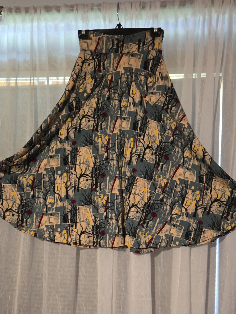 Abstract Blue Print Circle Skirt